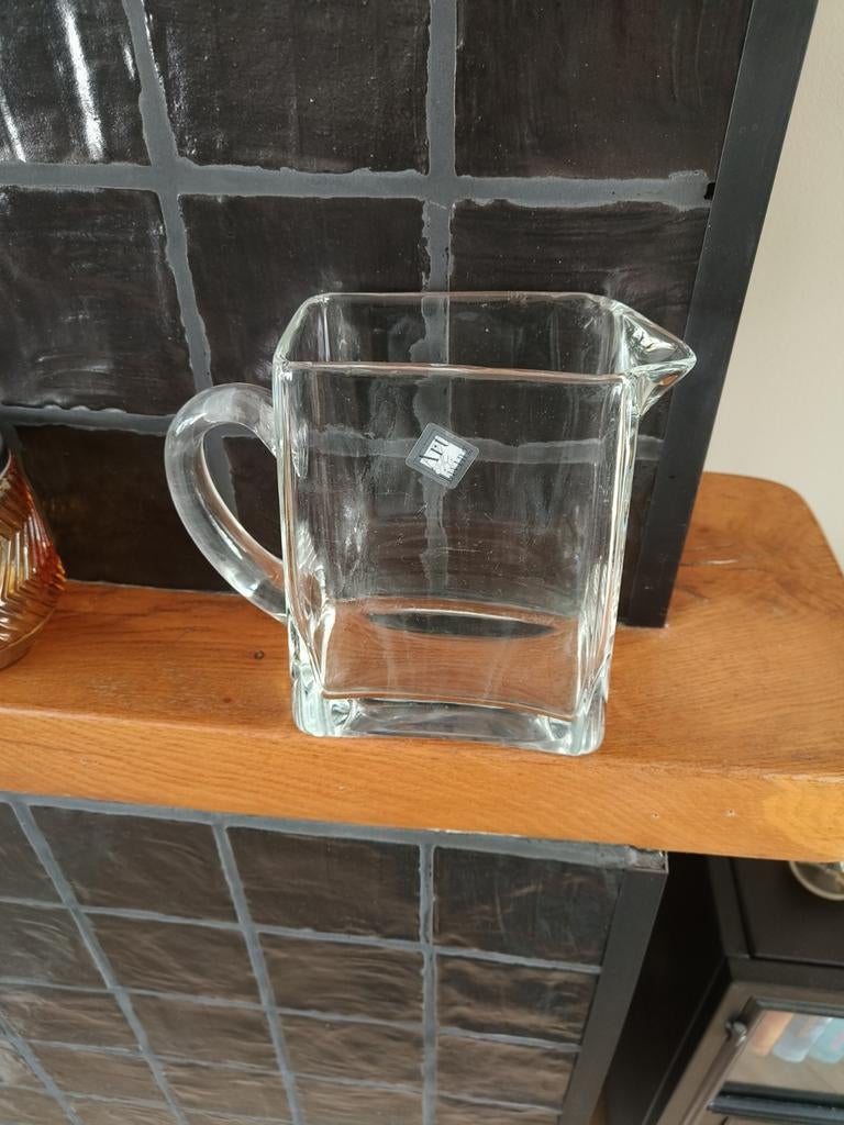Glazen vierkante kan met oor - Nieuw, Overige kleuren, Nieuw, Ophalen of Verzenden, Glas