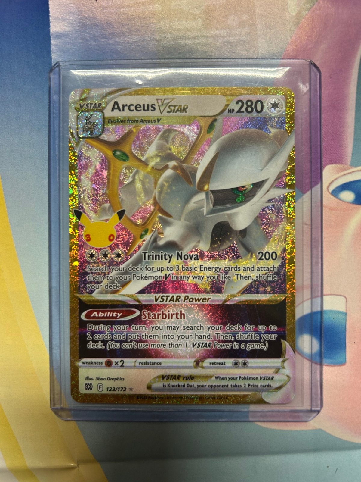 Pokémon Arceus VSTAR Gold Secret Rare 123/172 30th, Ophalen of Verzenden, Zo goed als nieuw, Losse kaart, Foil