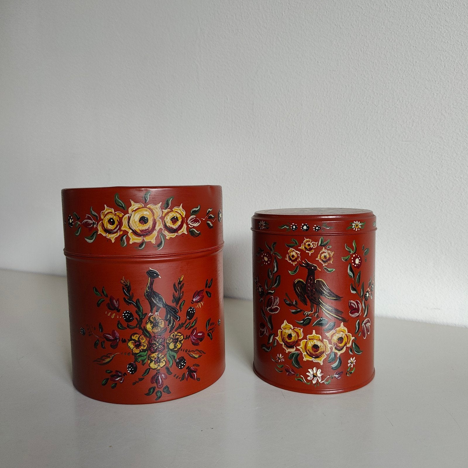 Set vintage blikken voorraadbussen Hindelooper Hindeloopen, Verzamelen, Blikken, Ophalen of Verzenden, Zo goed als nieuw
