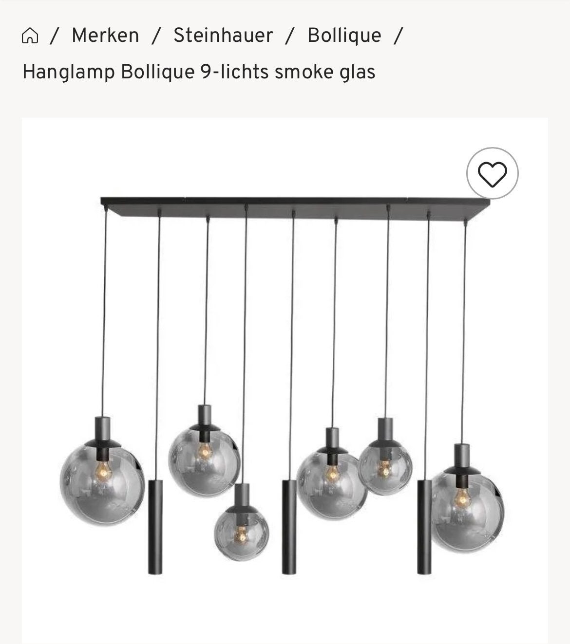 Steinhauer Bollique  Losse hanglamp -Smoke Glas, Ophalen, Nieuw, Glas