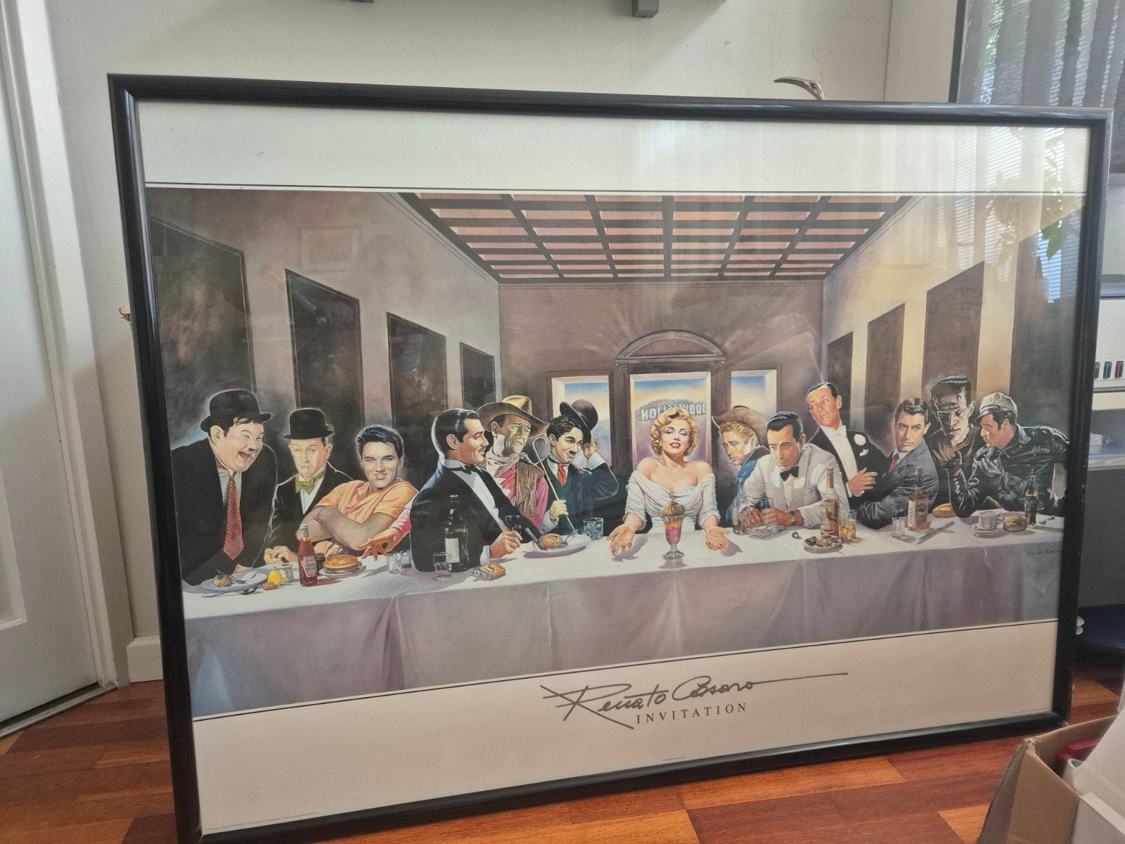 Movie Stars diner Party,  Marilyn Monroe, Elvis Presley e.a., Ophalen, Zo goed als nieuw, Poster, Artwork of Schilderij