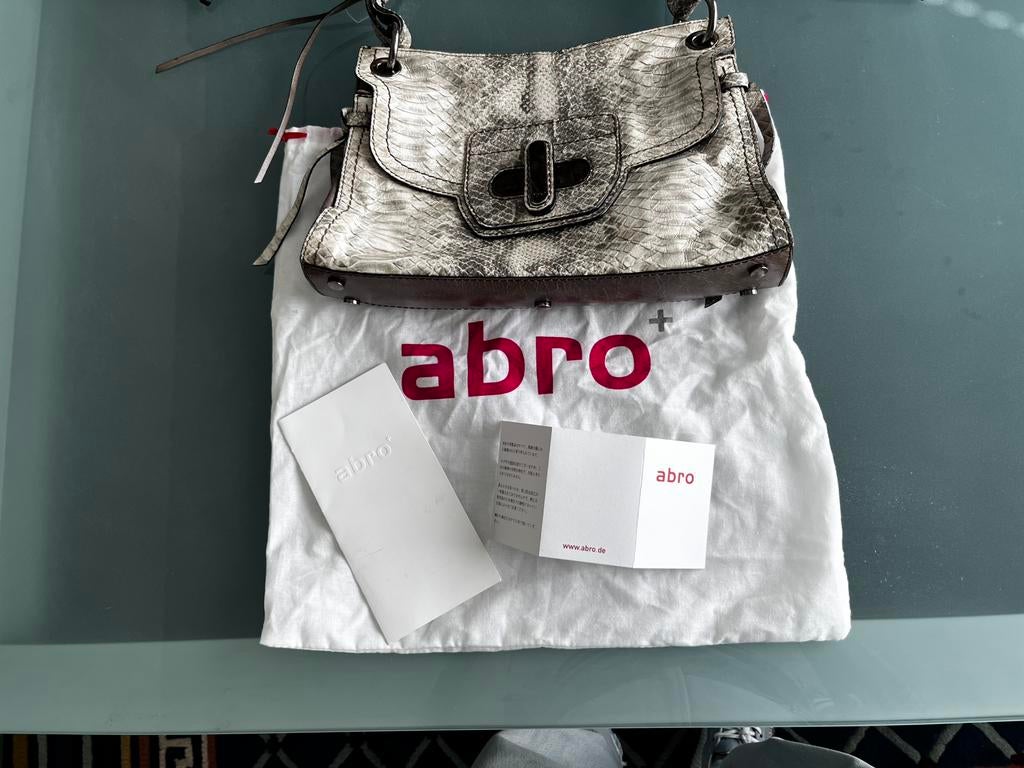 Abro leren handtas schoudertas crossbody, Overige merken, Gebruikt, Ophalen of Verzenden, Grijs