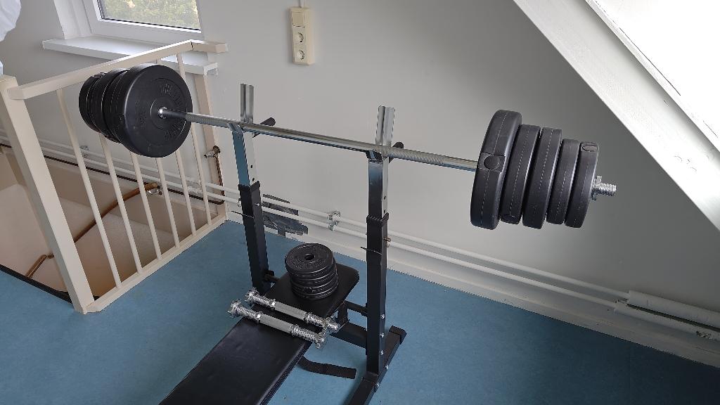Gorilla Sports Halterbank set, Ophalen, Zo goed als nieuw, Armen, Fitnessbank