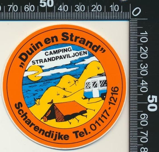 Sticker: Duin en Strand Camping Strandpaviljoen Scharendijke, Ophalen of Verzenden, Zo goed als nieuw, Bedrijf of Vereniging