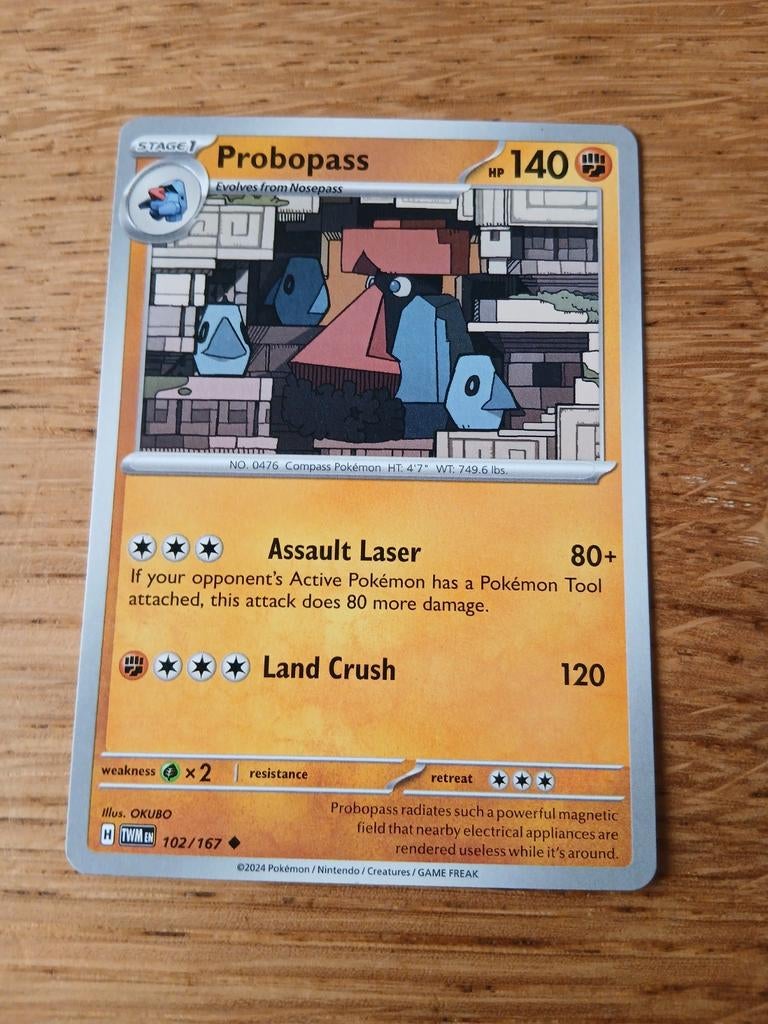 Probopass Pokémon Kaart - TWM EN 102/167, Ophalen of Verzenden, Zo goed als nieuw, Losse kaart