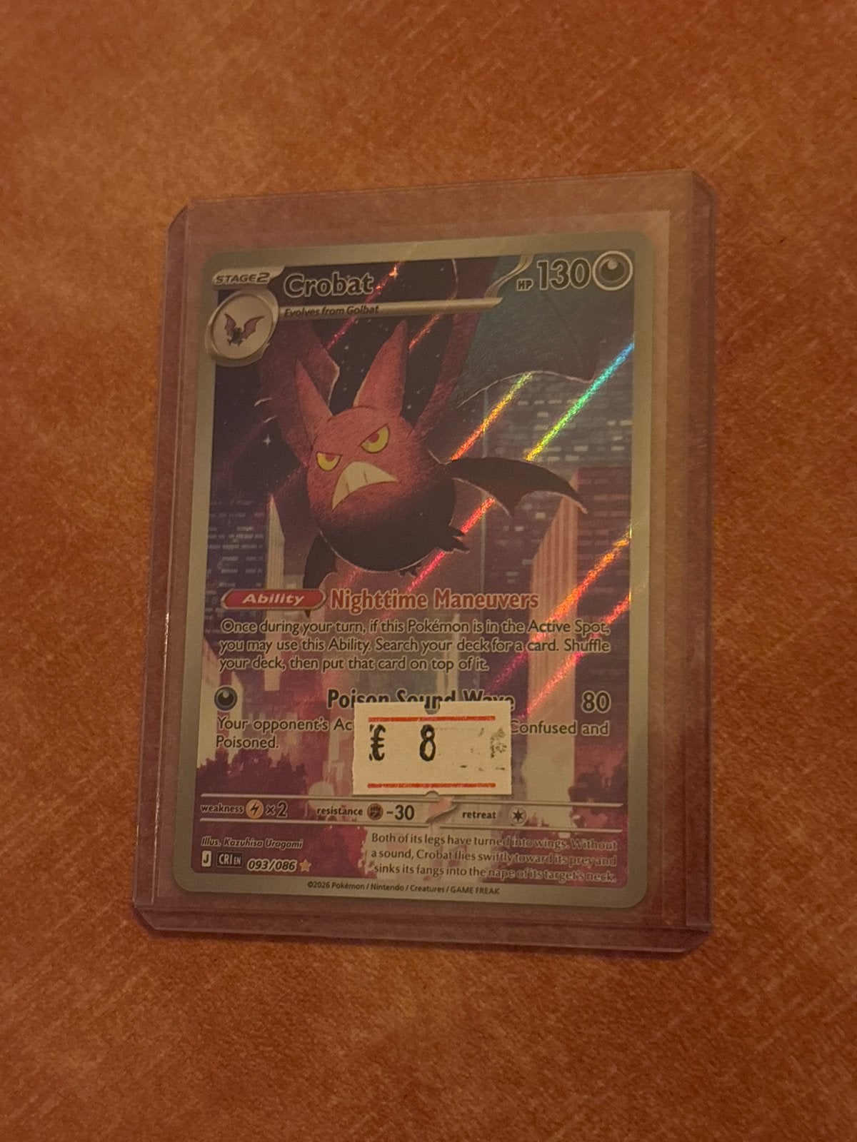 Crobat 093/086 - Pokémon kaart, Ophalen of Verzenden, Zo goed als nieuw, Losse kaart, Foil