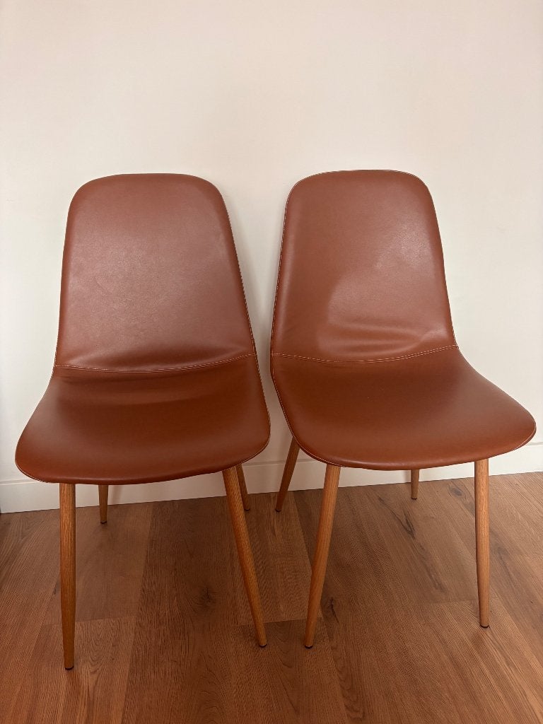 Vier Eetkamer stoelen Jysk, Ophalen, Overige materialen, Gebruikt, Bruin