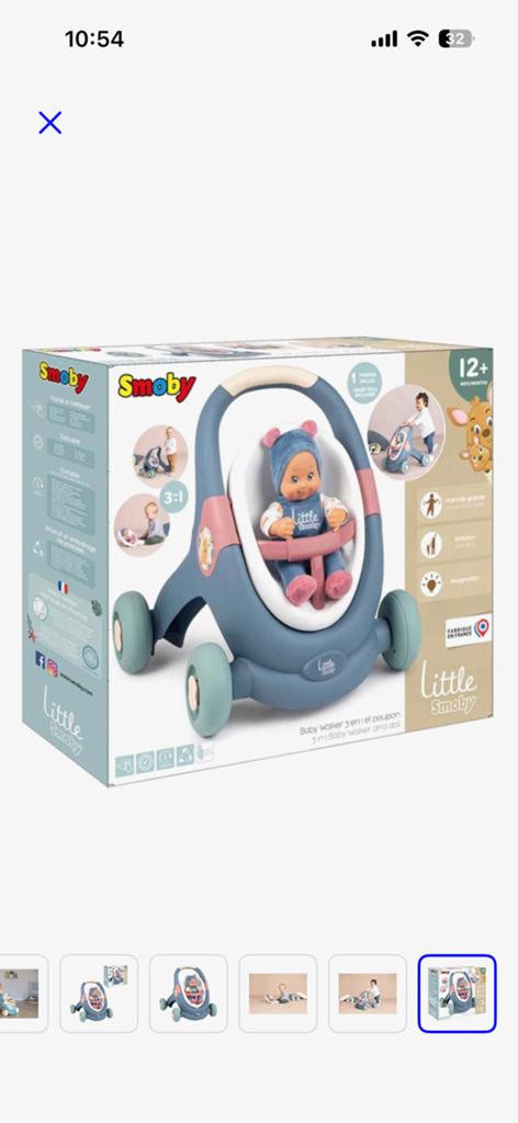 Mooie whoopie little smoby 3in1 loopwagen, Ophalen, Nieuw, Meisje