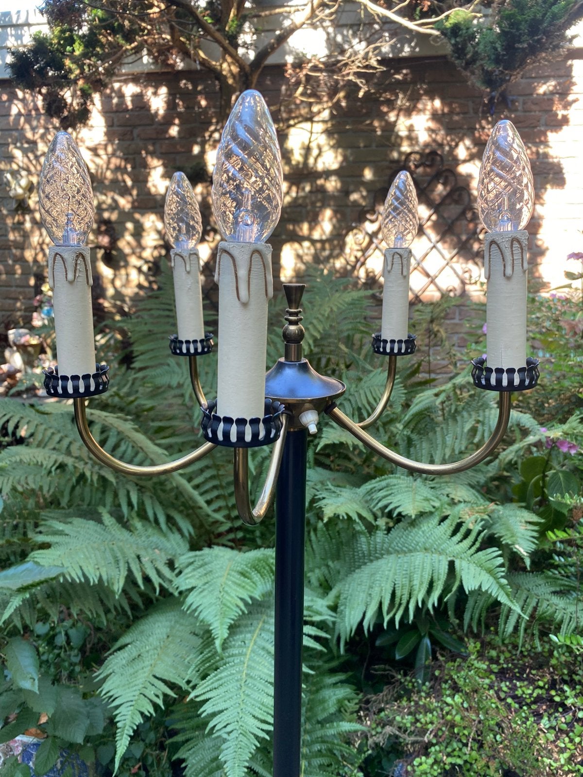 Vintage chic staande schemerlamp, Huis en Inrichting, Lampen | Vloerlampen, Ophalen, Zo goed als nieuw, 150 tot 200 cm, E14 (klein)