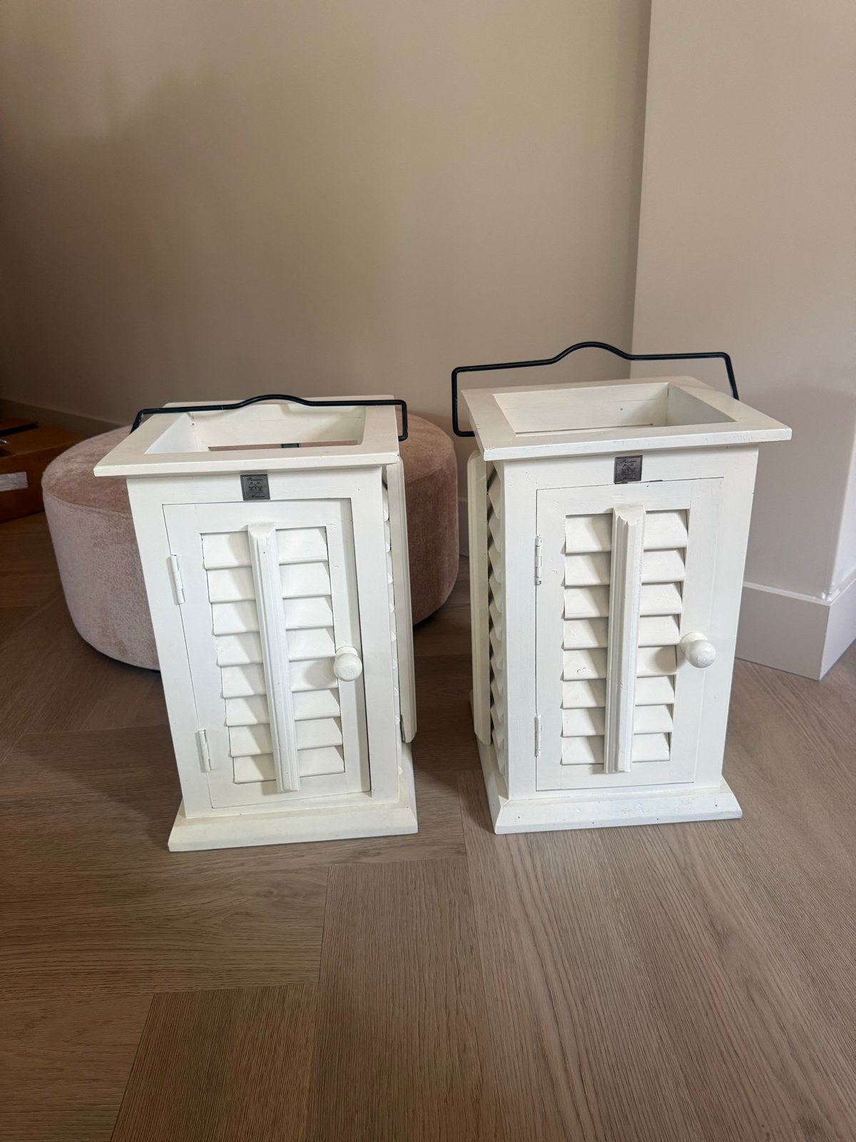 Set van 2 Rivièra Maison massief houten lantaarns, Ophalen, Zo goed als nieuw