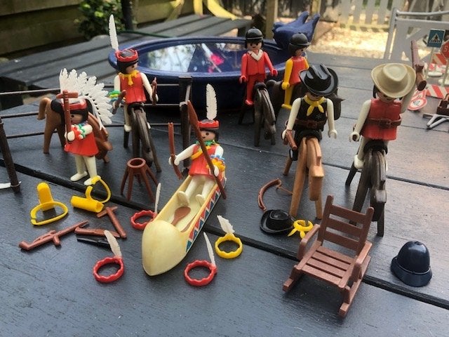 Playmobil 3 complete sets Brandweer, wegwerkers en indianen, Complete set, Overige typen, Ophalen of Verzenden, Zo goed als nieuw