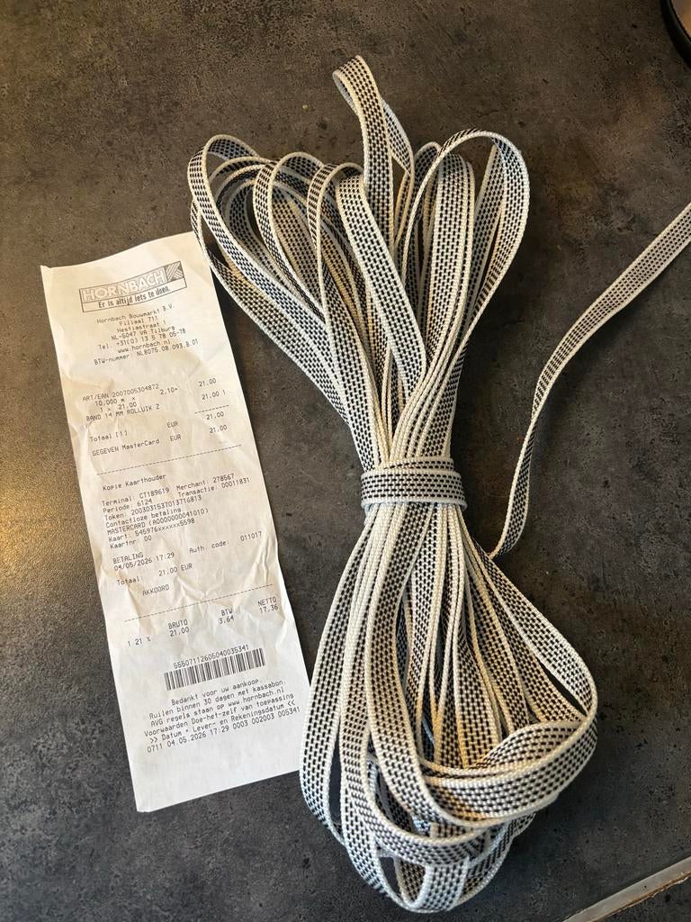 Nieuwe 10 meter rolluikband 14mm - Ongebruikt, Ophalen of Verzenden, Zo goed als nieuw