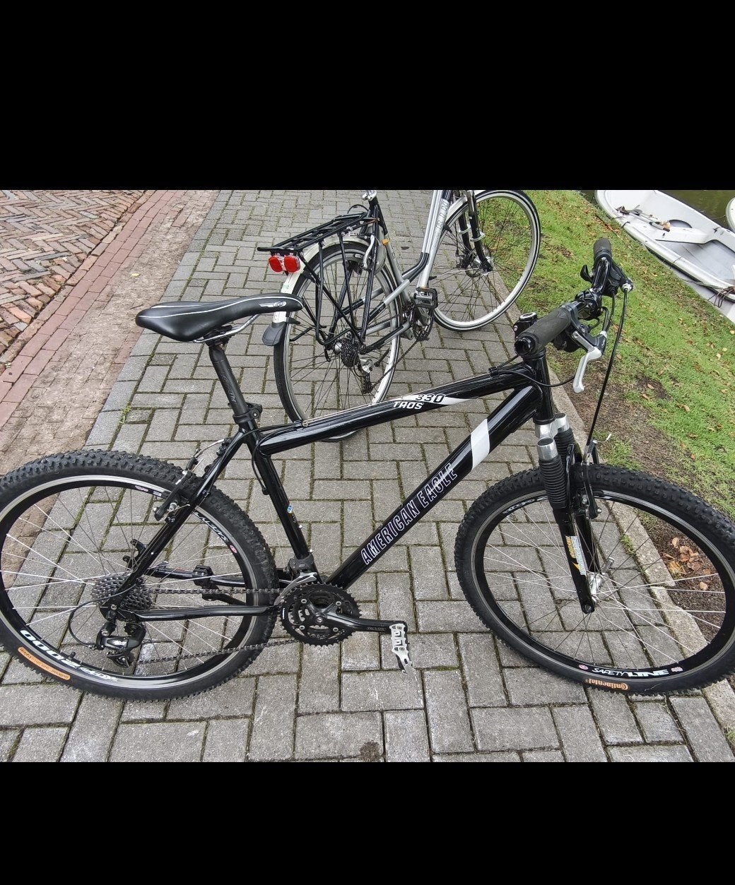 American Eagle Taos 330 Mountainbike - Zwart/Wit, Fietsen en Brommers, Gebruikt, Hardtail, Heren, Schijfrem