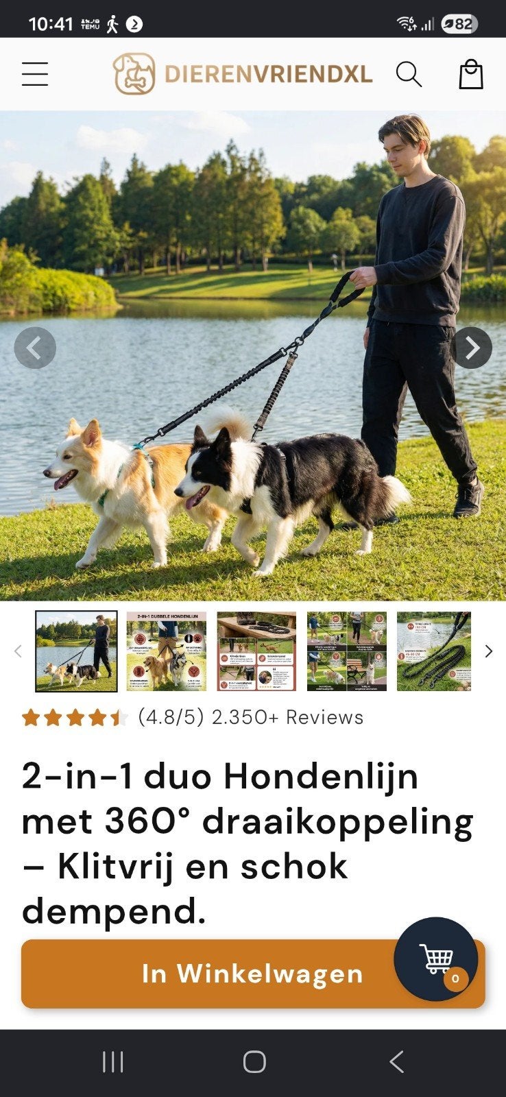 Duo hondenlijn, Dieren en Toebehoren, Ophalen of Verzenden, Zo goed als nieuw