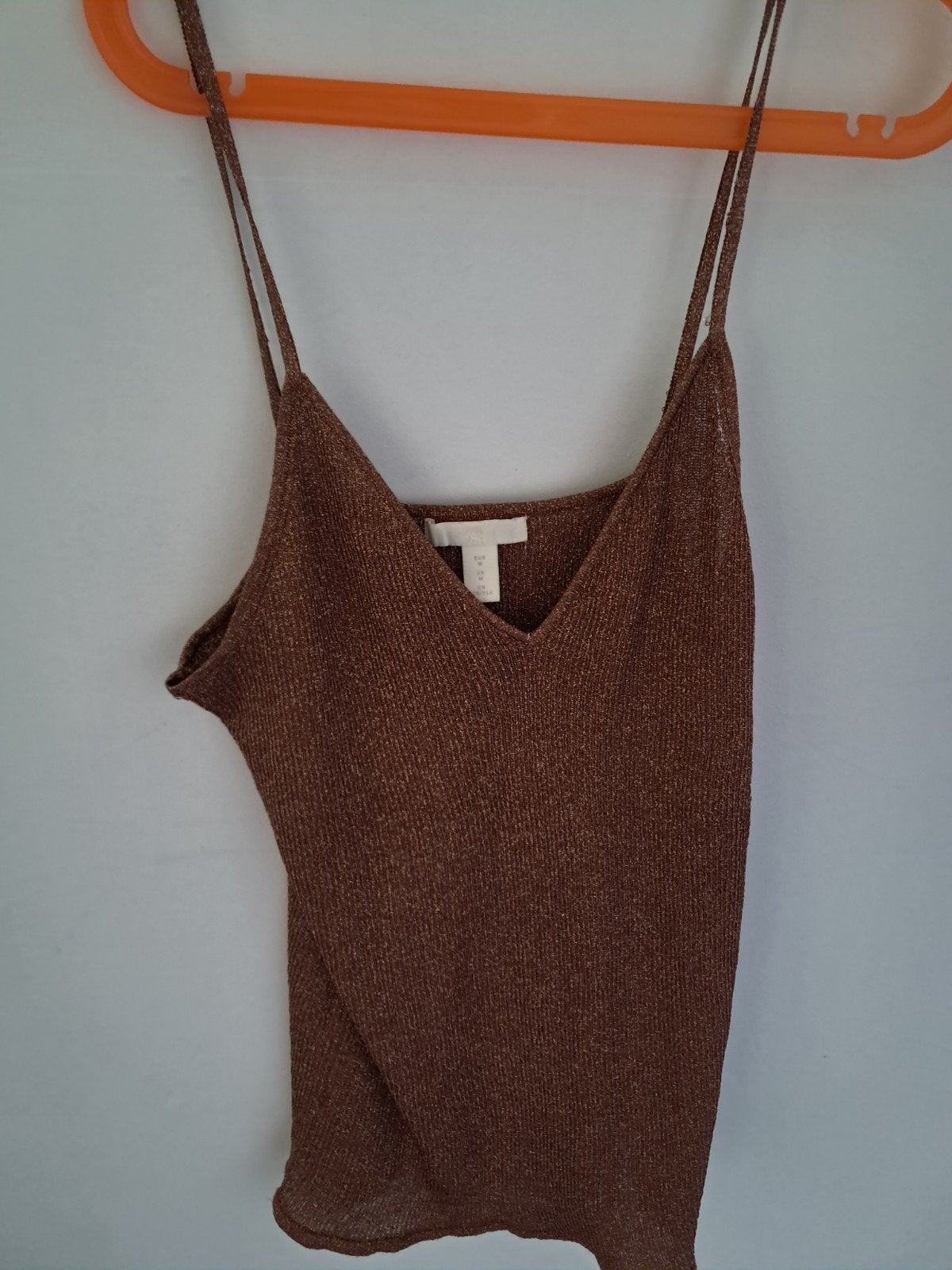 H&M Top (M) en Rok (S) Set - bruin/bronskleurig met glitter, H&M, Bruin, Ophalen of Verzenden, Gedragen