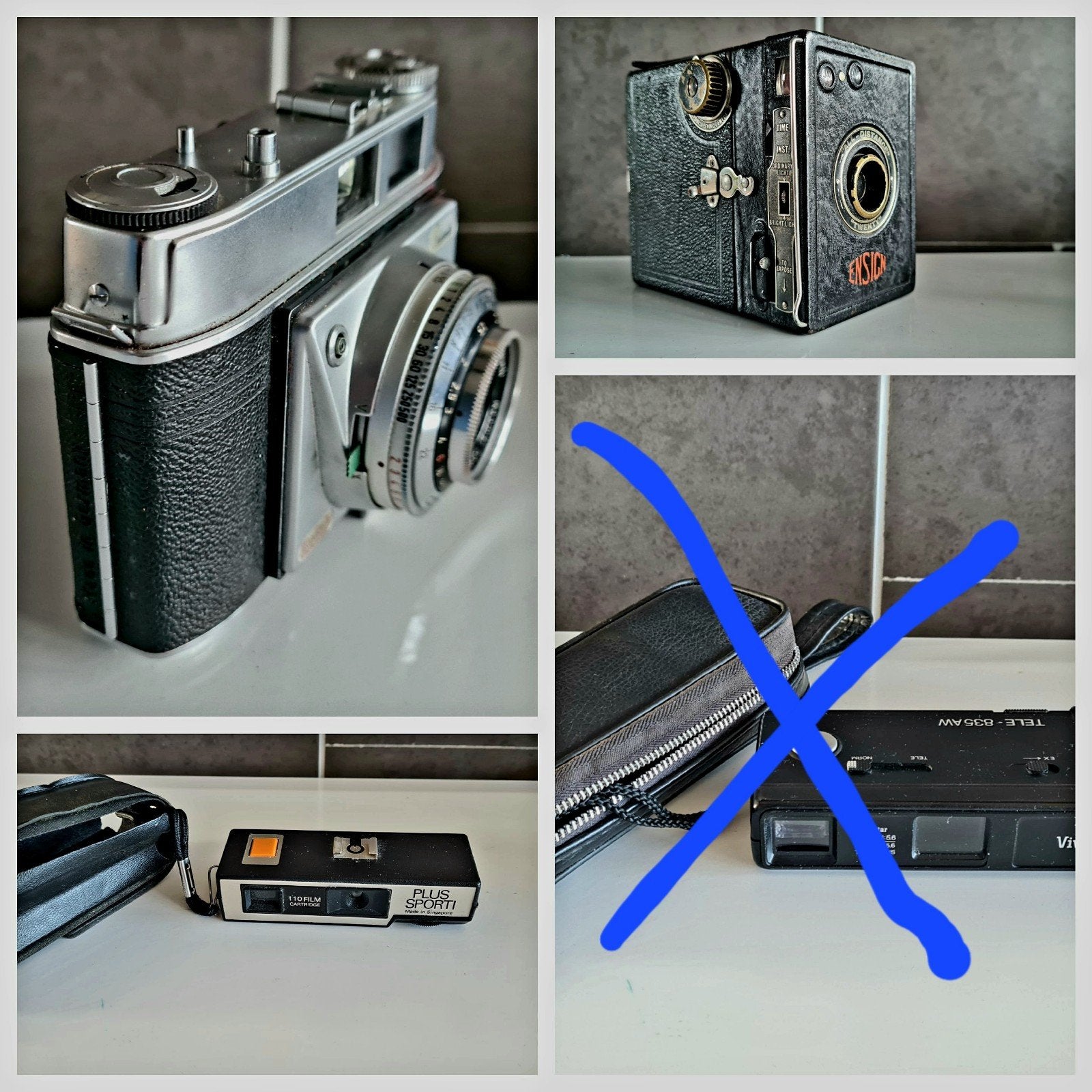 Verzameling analoge camera's uit de jaren 20, 50, 70 en 80, Ophalen of Verzenden, Gebruikt, Compact, Kodak
