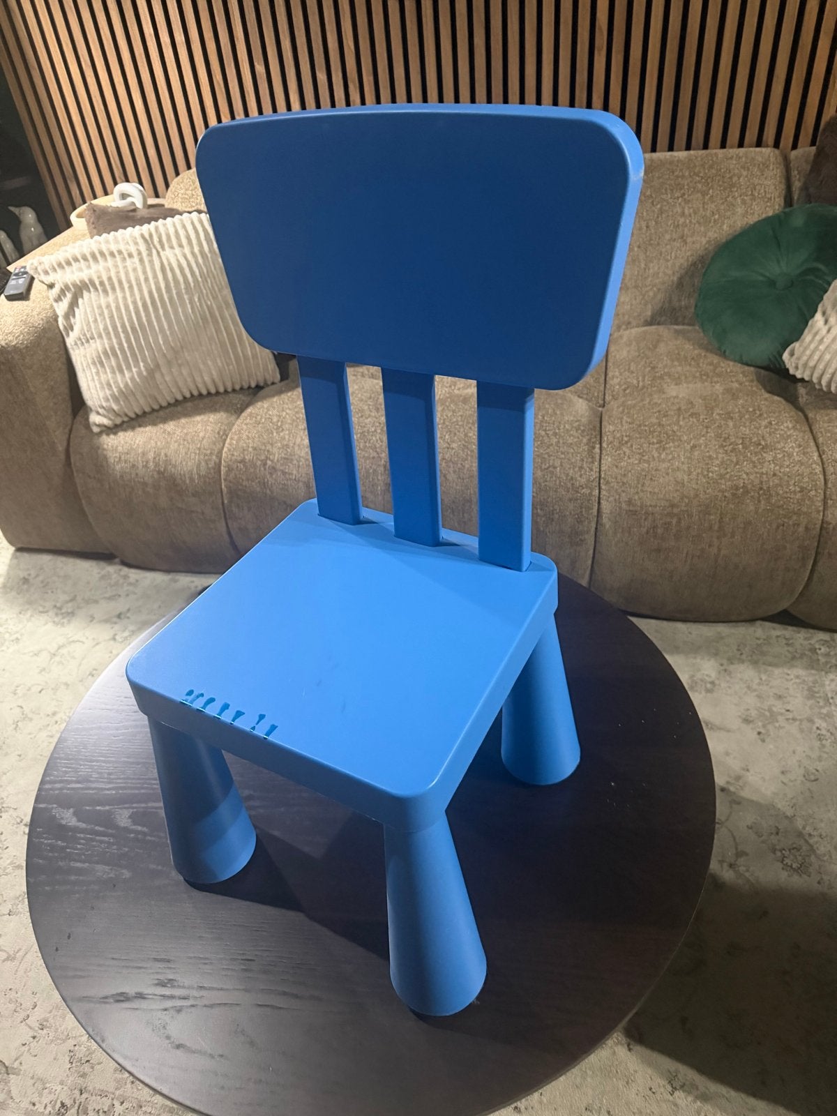 Ikea Blauwe Kinderstoel met lichte gebruikssporen, Ophalen, Gebruikt, Stoel(en)