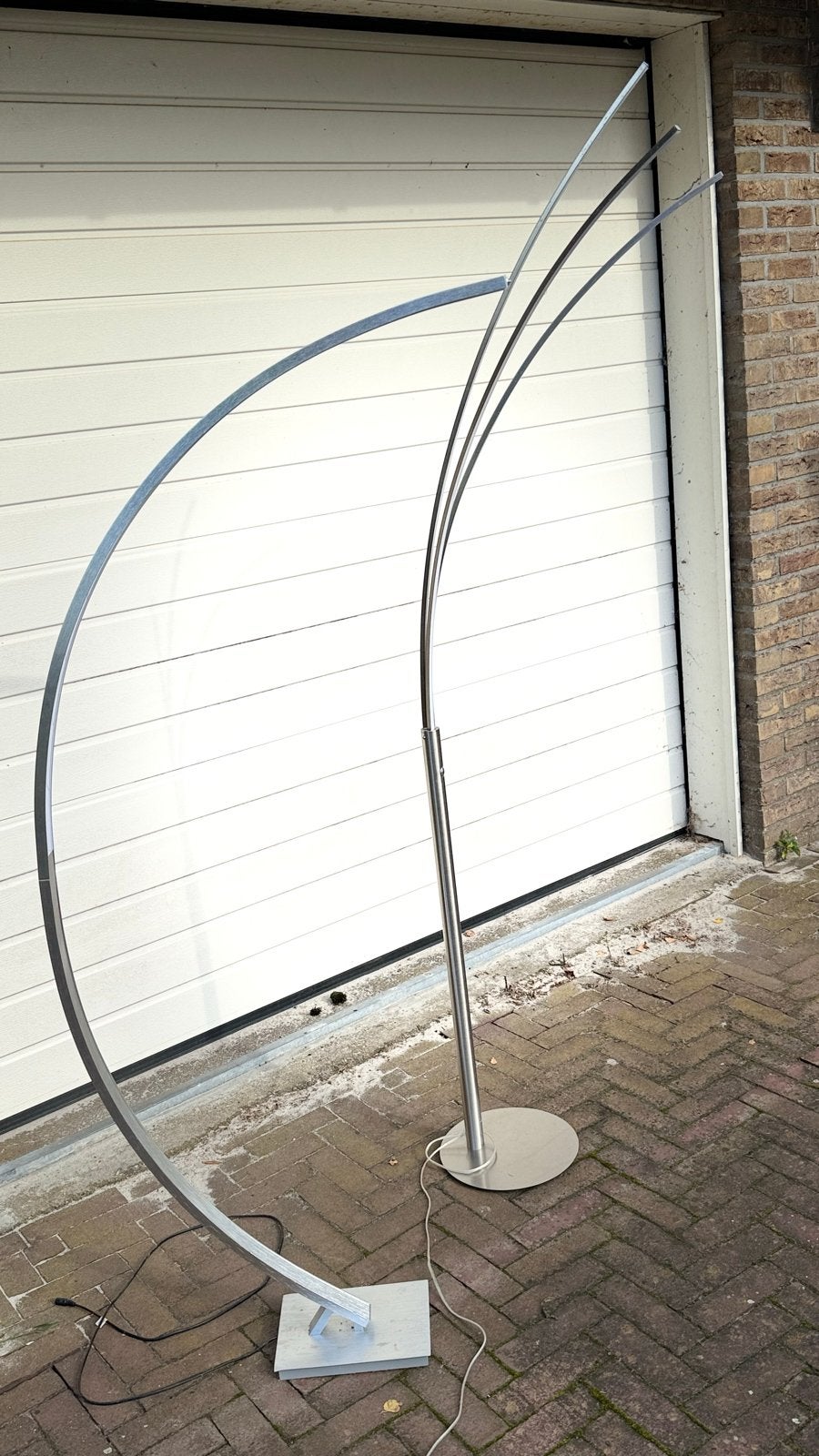 Moderne Booglamp en Staande Lamp Set - Geborsteld Metaal, Ophalen, Gebruikt, 200 cm of meer, Overige fittingen