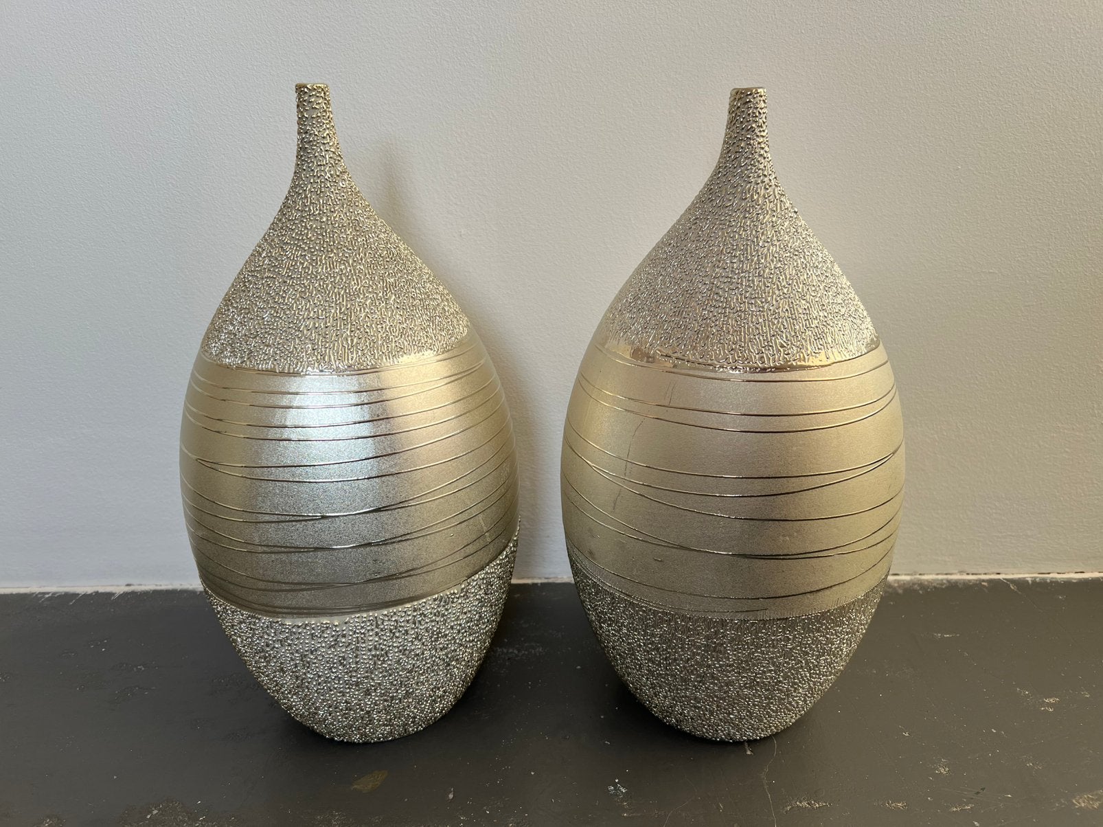 Set vazen glas structuur goud droogbloem, Ophalen, Met patroon/structuur, Goud, Glas