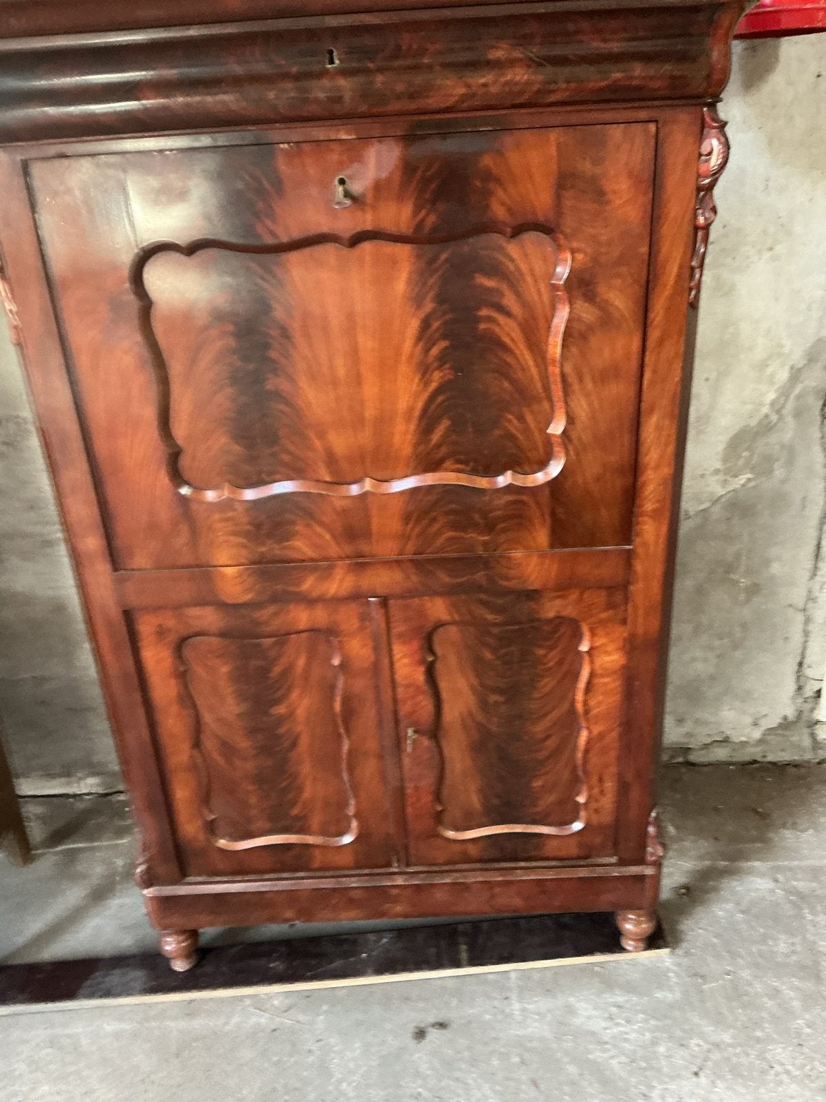Antieke Secretaire - Mahoniehout met Inlegwerk, Antiek en Kunst, Ophalen