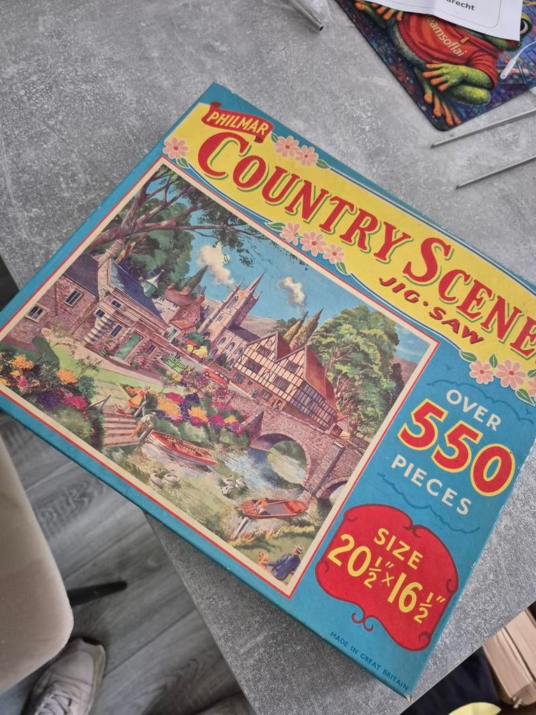 Vintage Philmar Country Scenes Jigsaw Puzzel, Ophalen of Verzenden, 500 t/m 1500 stukjes, Gebruikt, Legpuzzel