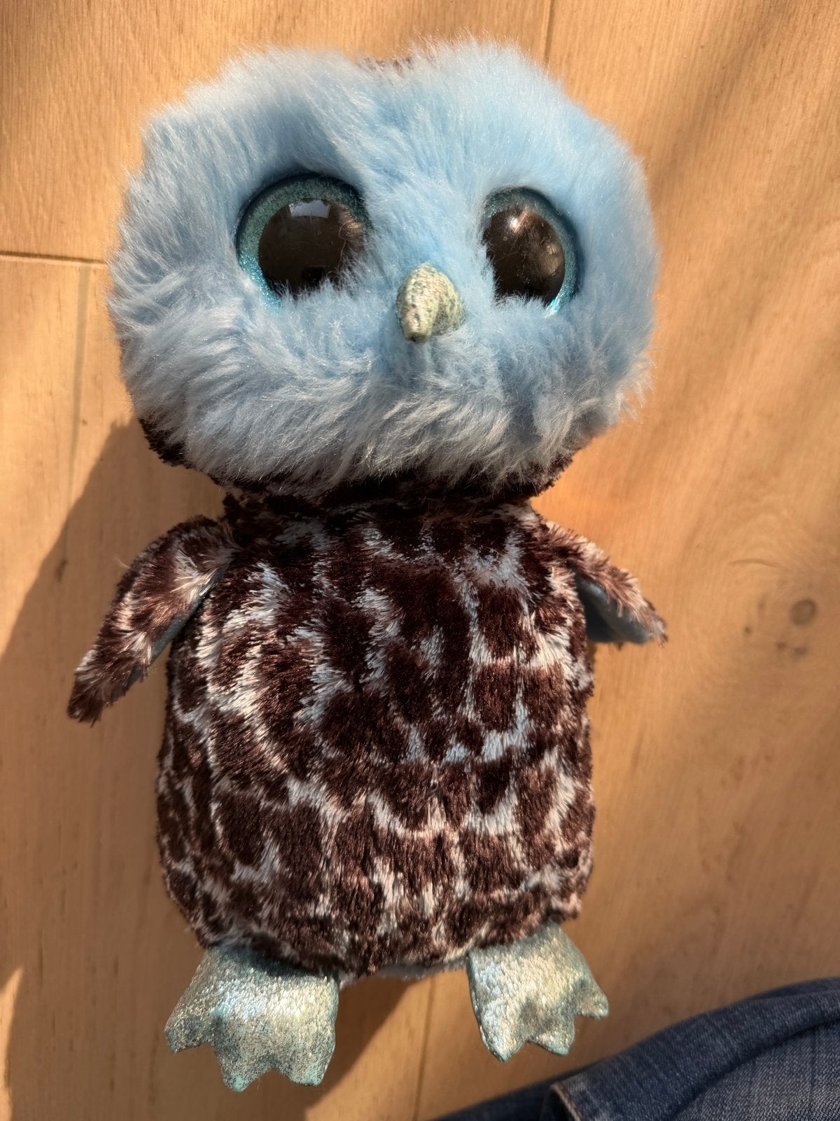 Ty Beanie Boo Uil Sammy - Zo goed als nieuw, Kinderen en Baby's, Overige karakters, Overige typen, Blauw, Ophalen of Verzenden