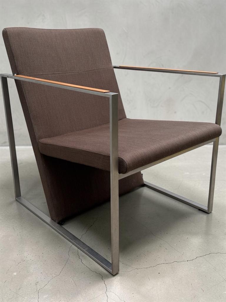 Arco Spine Fauteuil - Modern Design met RVS en Divina Stof, Minder dan 75 cm, Ophalen of Verzenden, Zo goed als nieuw, Stof