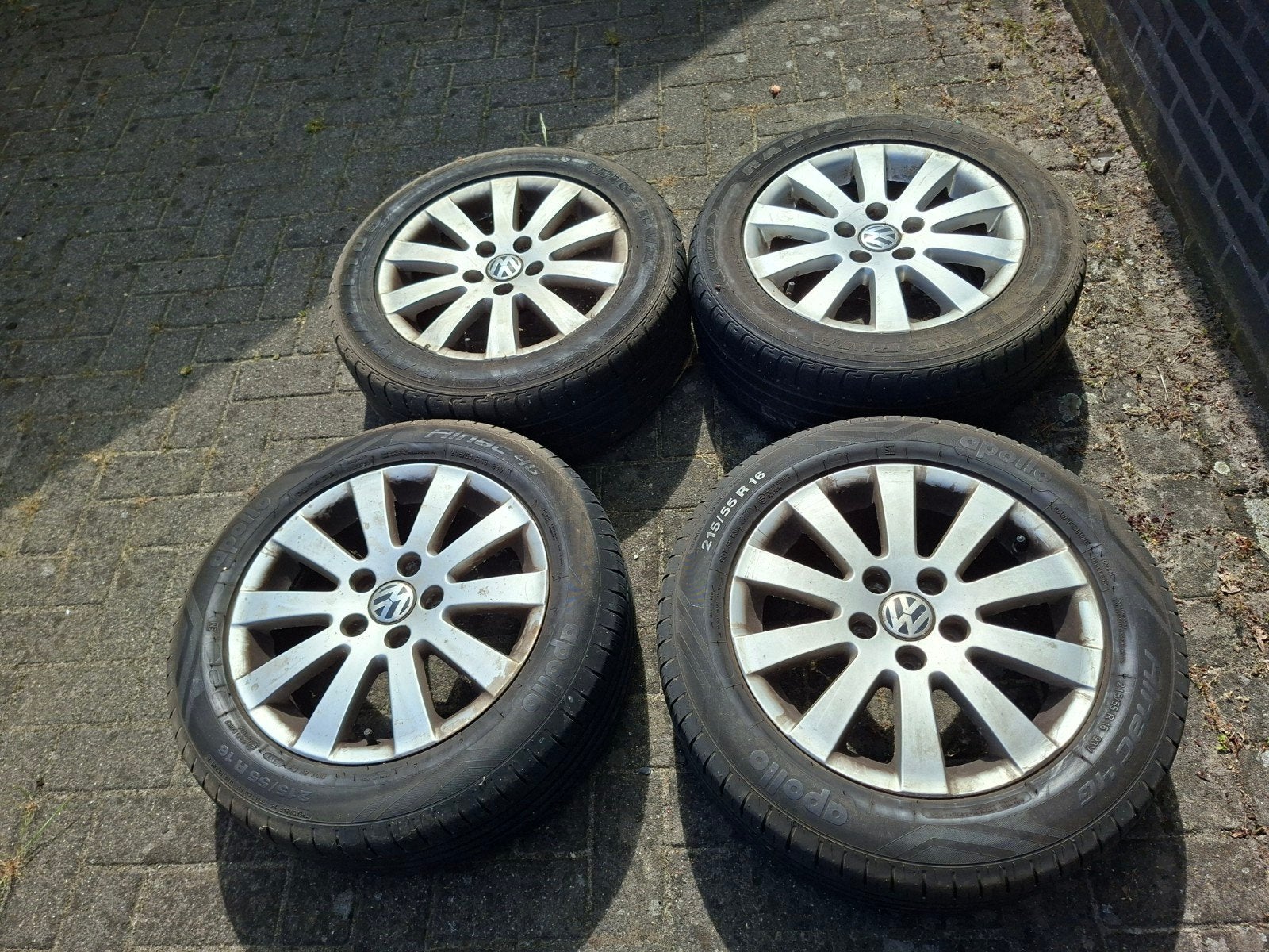 Set van 4 VW velgen  215/55 R16, Ophalen, 16 inch, Banden en Velgen, Personenwagen