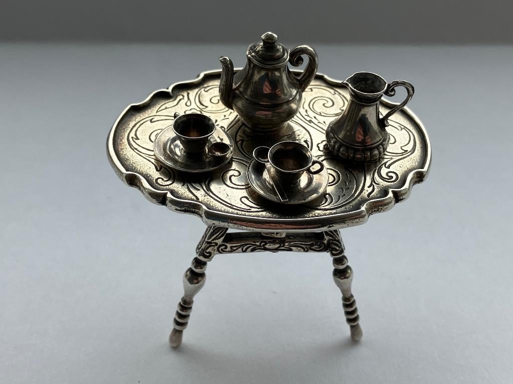 Zilveren miniatuur flap-aan-de-wand tafel, Van Kempen Begeer, Antiek en Kunst, Antiek | Goud en Zilver, Verzenden, Zilver