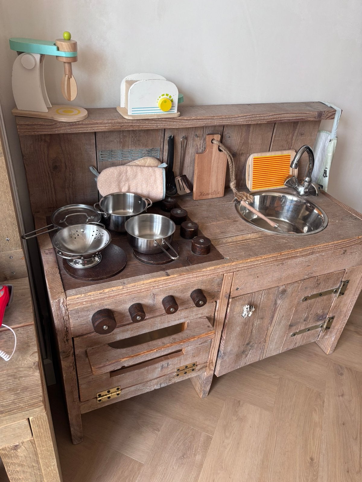 Leuk steigerhouten speelkeukentje te koop, Ophalen, Gebruikt, Hout, Speelkeuken