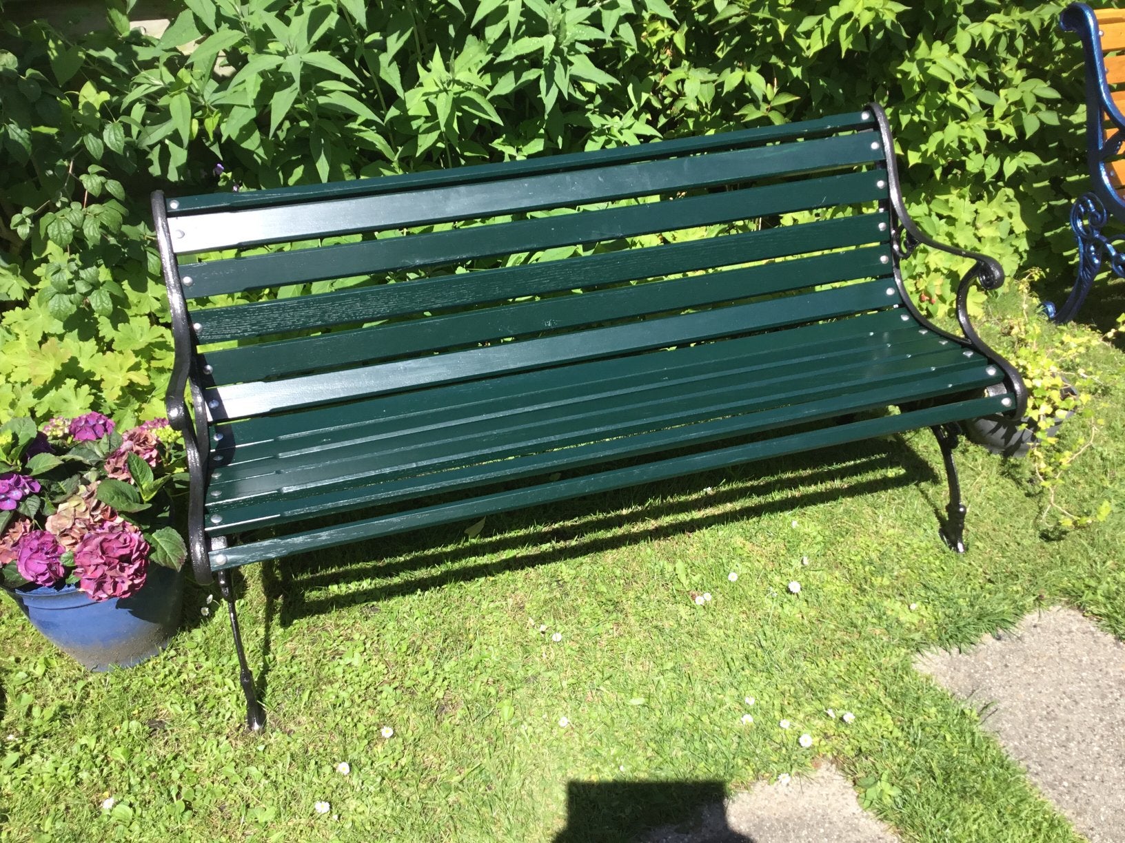 Fris gietijzeren tuinbank, Ophalen, Gebruikt, Metaal