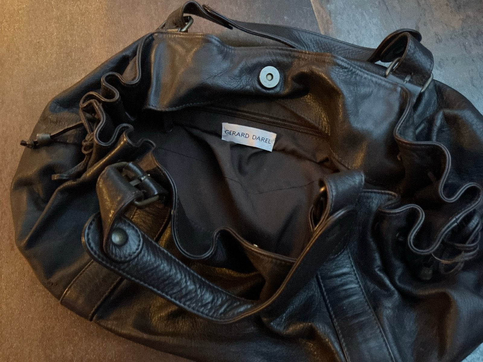 Gerard Darel Bruine Leren Handtas 24h bag, Ophalen of Verzenden, Gebruikt, Bruin, Handtas
