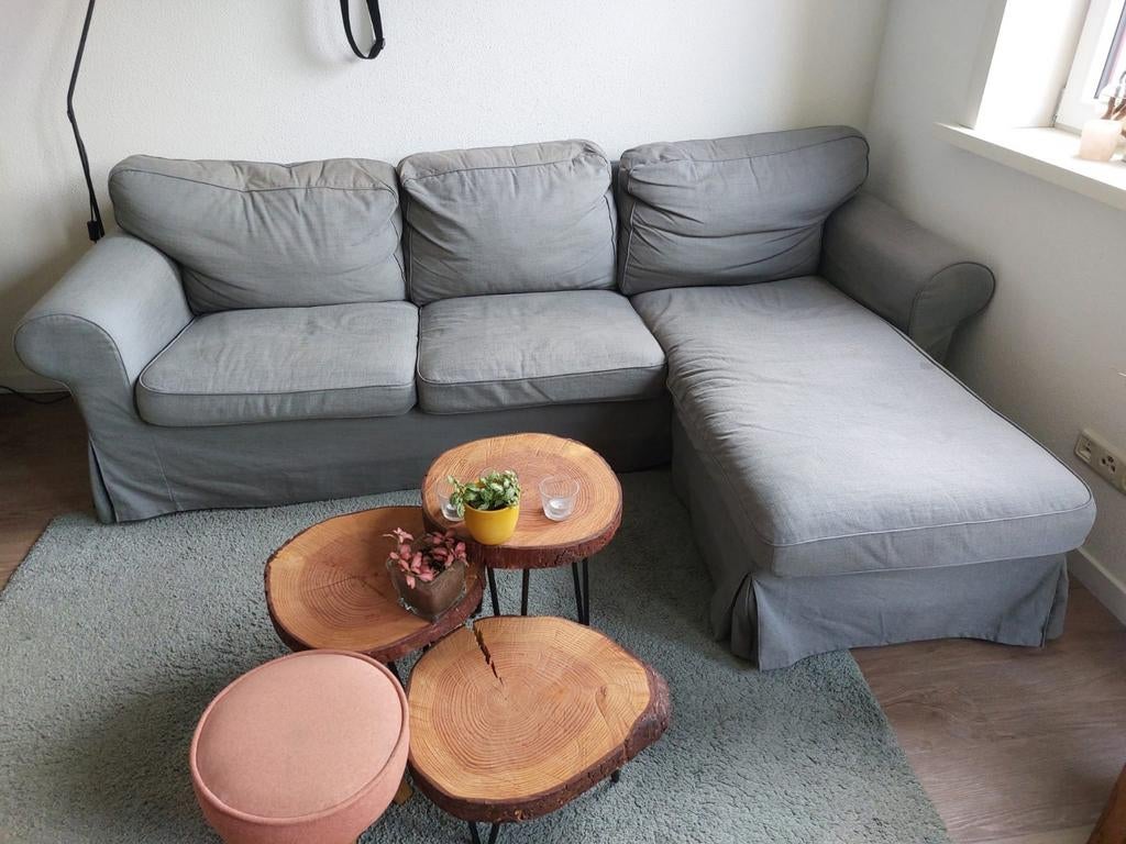 Ikea Ektorp 3 zits hoekbank - grijs, hoezen uitwasbaar, Huis en Inrichting, Banken | Bankstellen, Ophalen, 250 tot 300 cm, Gebruikt
