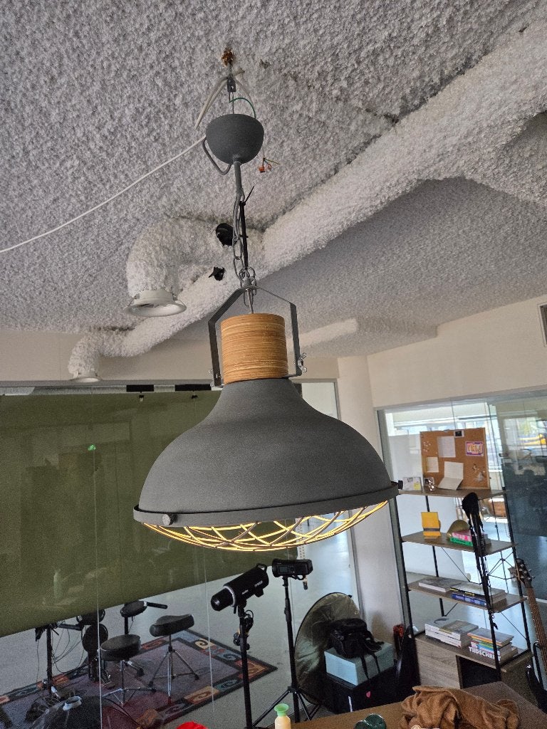 Industriële Grijze Hanglamp - 47 cm, E27 fitting, Ophalen, Gebruikt, Industrieel, Landelijk, E27 (groot)