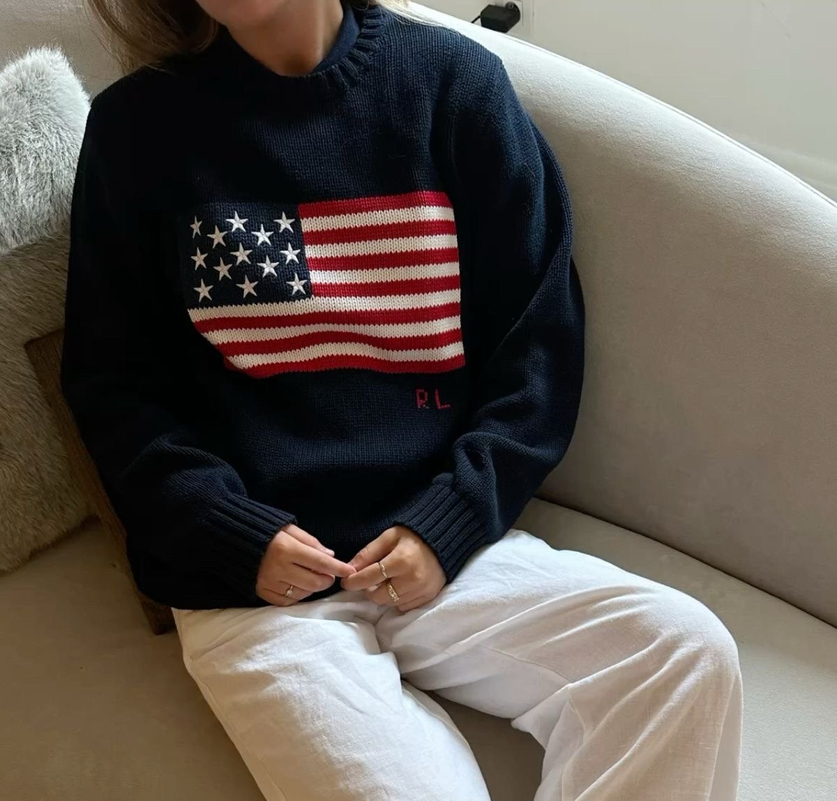 Polo Ralph Lauren USA Vlag Trui - Nieuw met labels, Ophalen of Verzenden, Nieuw, Maat 38/40 (M), Blauw
