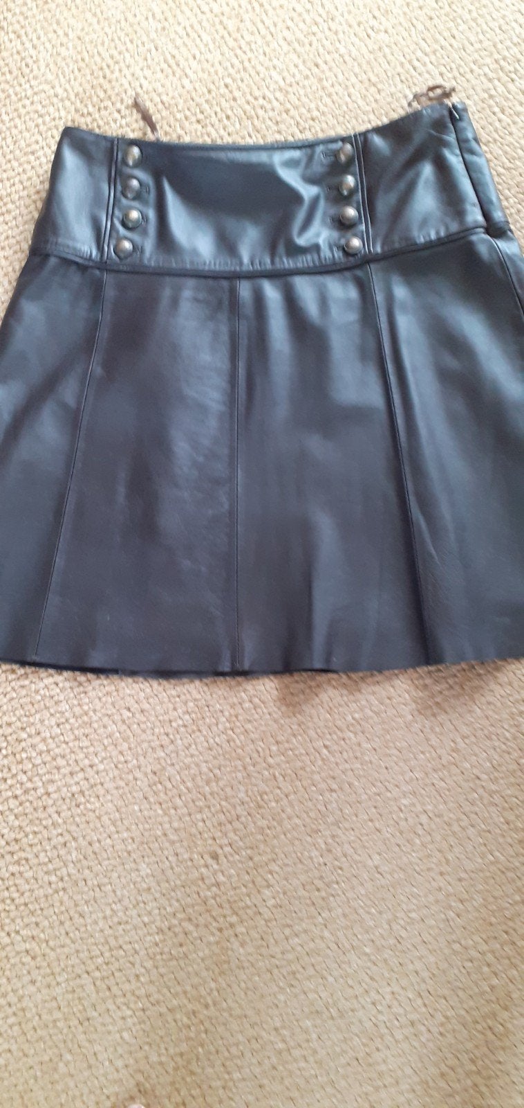 Gevoerde leren rok - nieuw m 44 46, WE, Zwart, Zo goed als nieuw, Boven de knie
