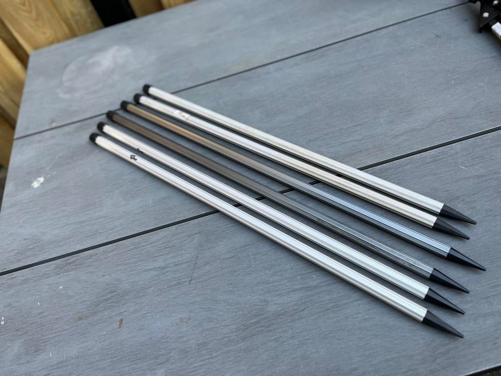 5 x holle aluminium grondpen met schroefkop 70 cm, Ophalen of Verzenden, Zo goed als nieuw