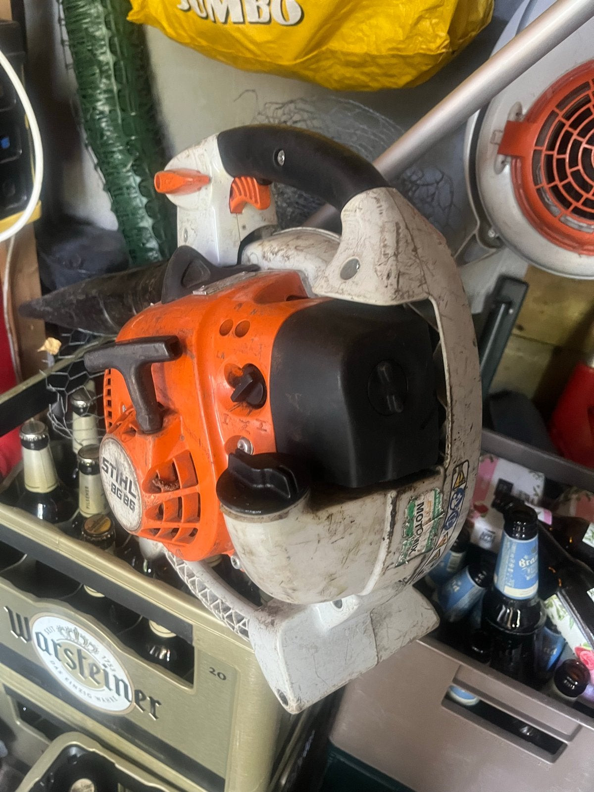 Stihl BG 86 Bladblazer - Gebruikt maar loopt goed!, Ophalen, Gebruikt, Benzine, Handgedragen