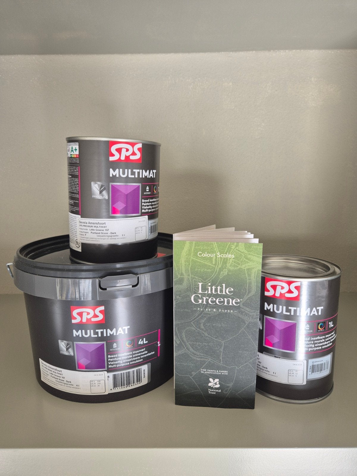 Muurverf  Little Green - Portland Stone Dark 157, Ophalen, 5 tot 10 liter, Nieuw, Verf