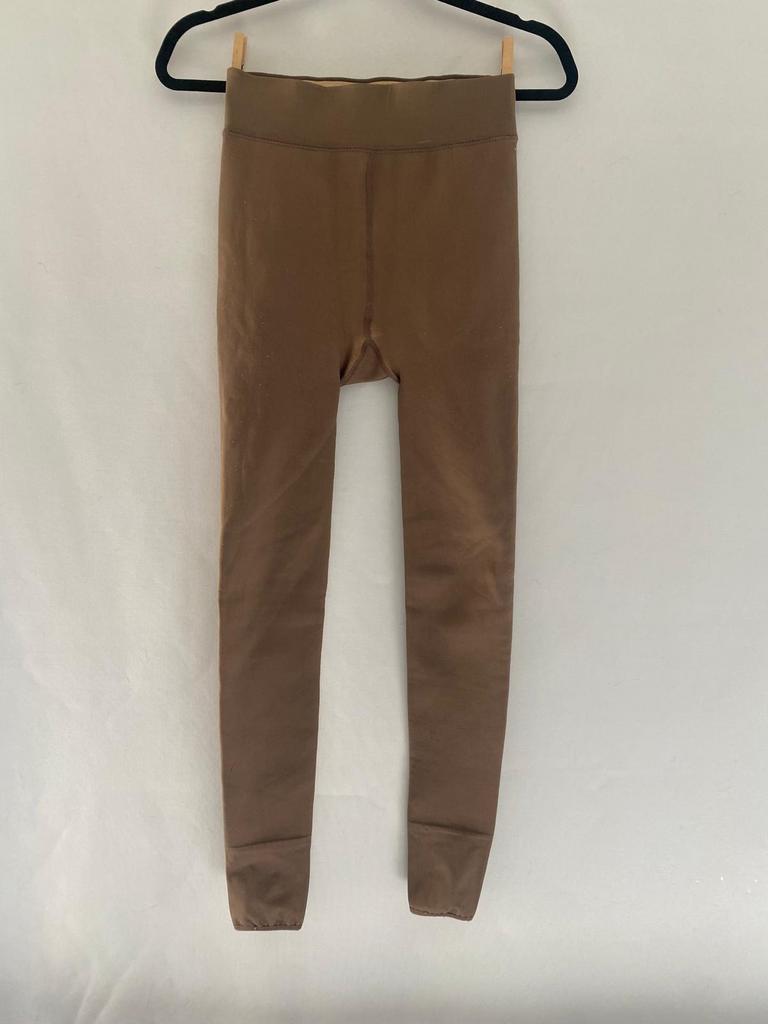 Bruine thermo legging fleece gevoerd – XS/S – warm winter, Legging, Maat 36/38 (S), Bruin, Ophalen of Verzenden