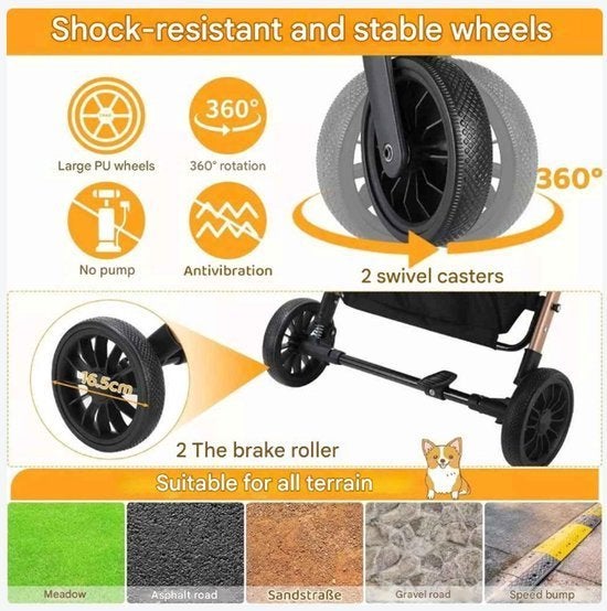 Hondenbuggy - 2-In-1 Wagen - Huisdieren - Vouwbare - Afneemb, Corvance B.V., Verzenden, Nieuw, Corvancebol@gmail.com