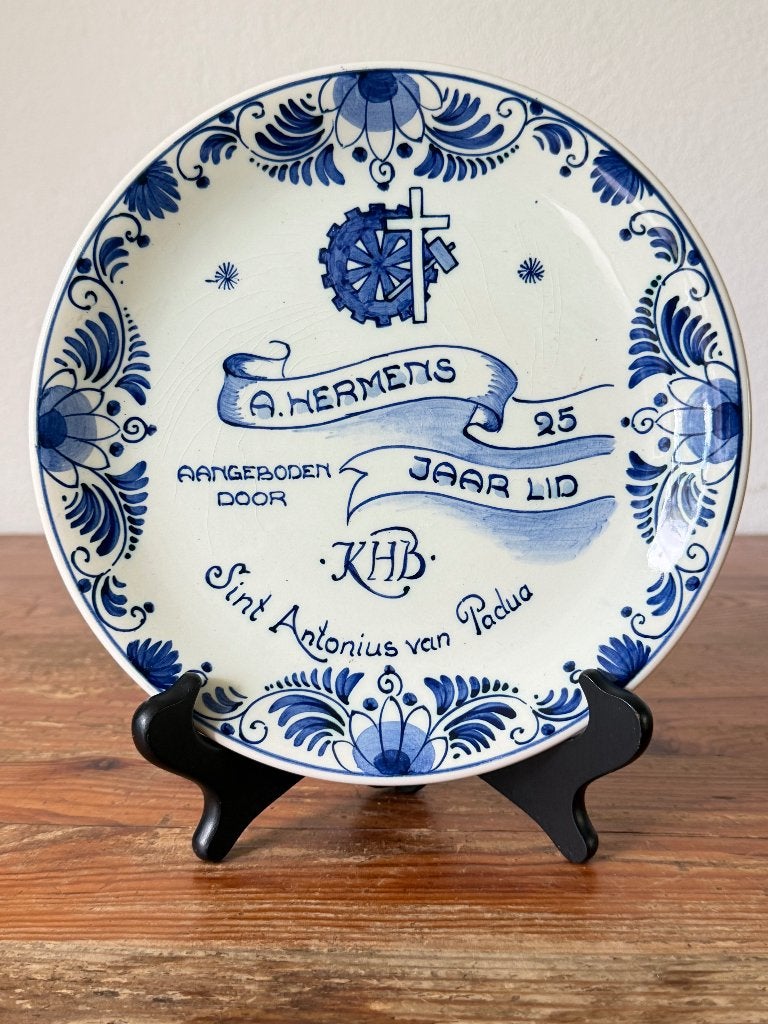 Wandbord - Sint Antonius van Padua -  Delfts Blauw, Ophalen of Verzenden