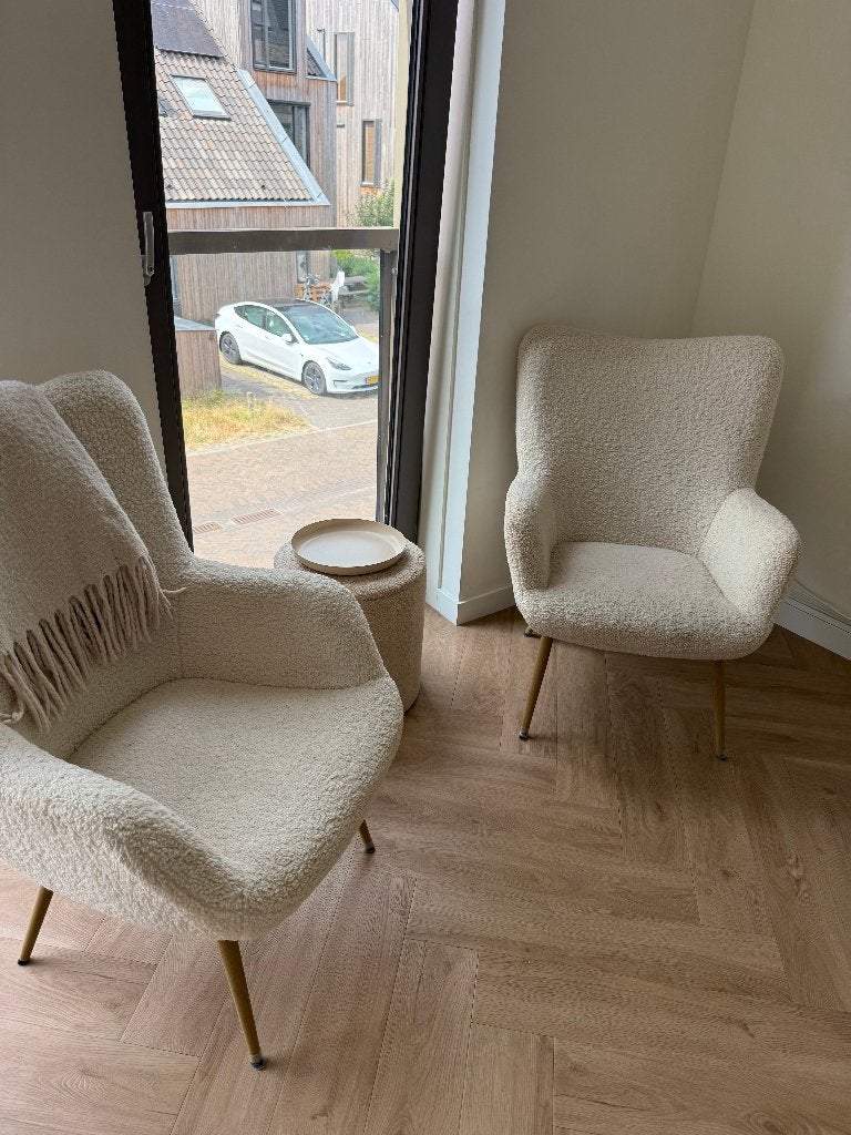 Mooie creme leesstoelen en een bijzet tafel, Huis en Inrichting, Ophalen, Gebruikt, 75 tot 100 cm, Minder dan 50 cm