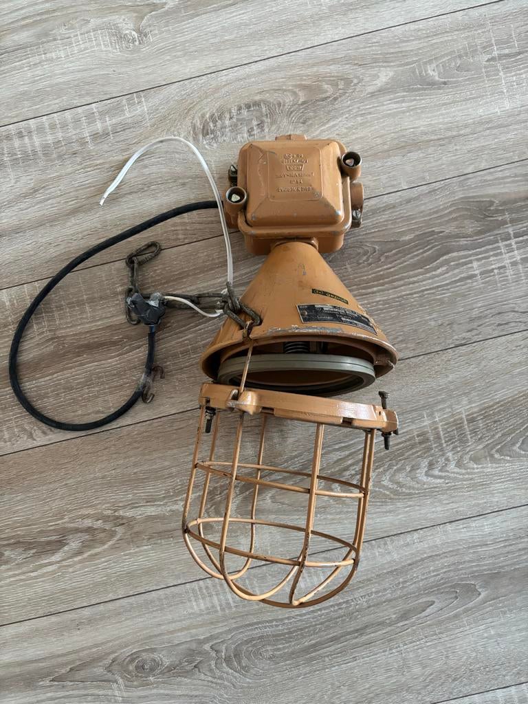 Industriële lamp loods - Stoer - bruin/oranje, Ophalen, Zo goed als nieuw, Metaal, 50 tot 75 cm