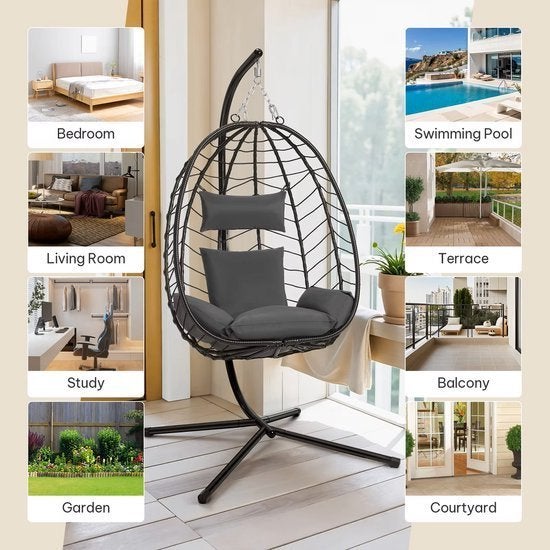 Schommelstoel - Hangende Ei-stoelen - Hangmat -Headrest - me, Corvance B.V., Verzenden, Nieuw, Corvancebol@gmail.com
