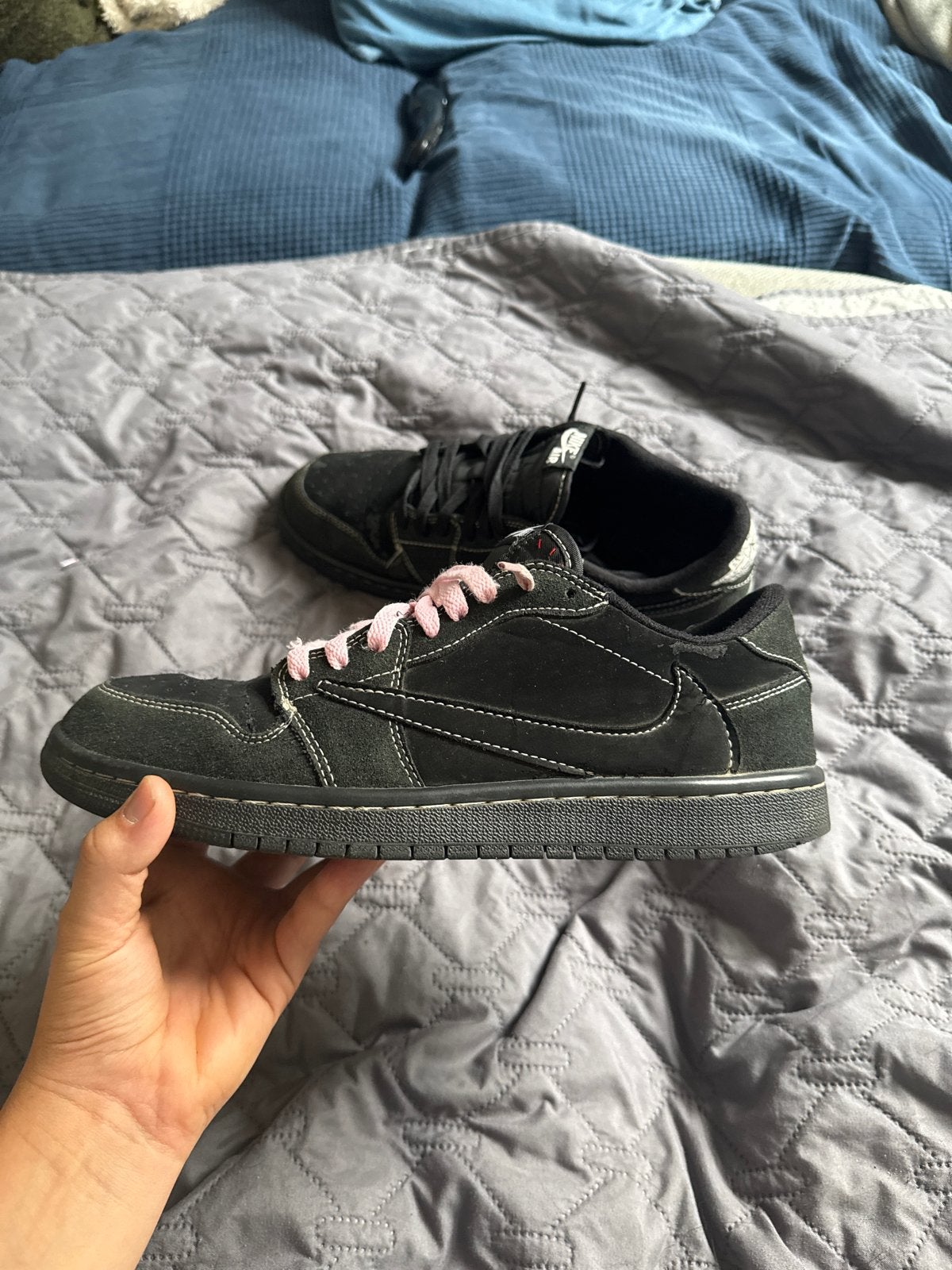 Nike Air Jordan 1 Low Travis Scott Black Phantom, Zwart, Ophalen of Verzenden, Sneakers of Gympen, Gedragen