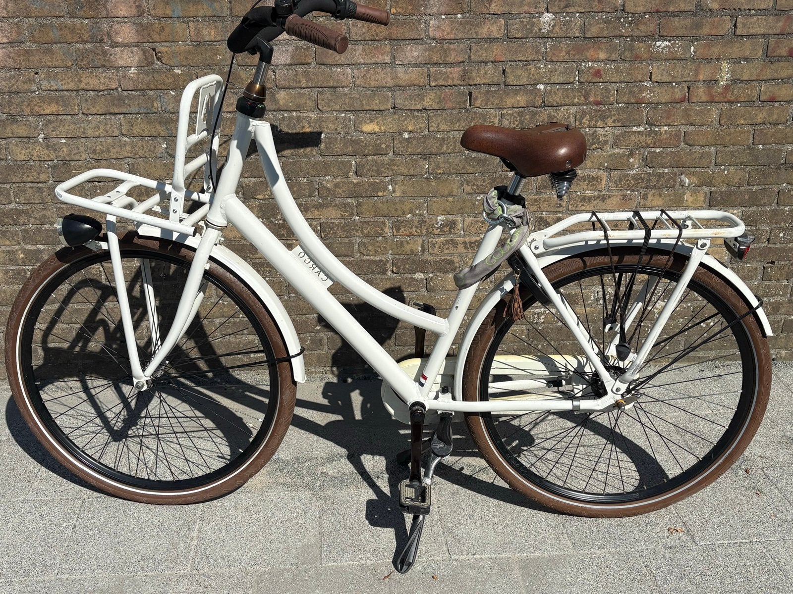 Damesfiets met voordrager - Wit, Fietsen en Brommers, Terugtraprem, Ophalen, Overige merken, 53 tot 56 cm