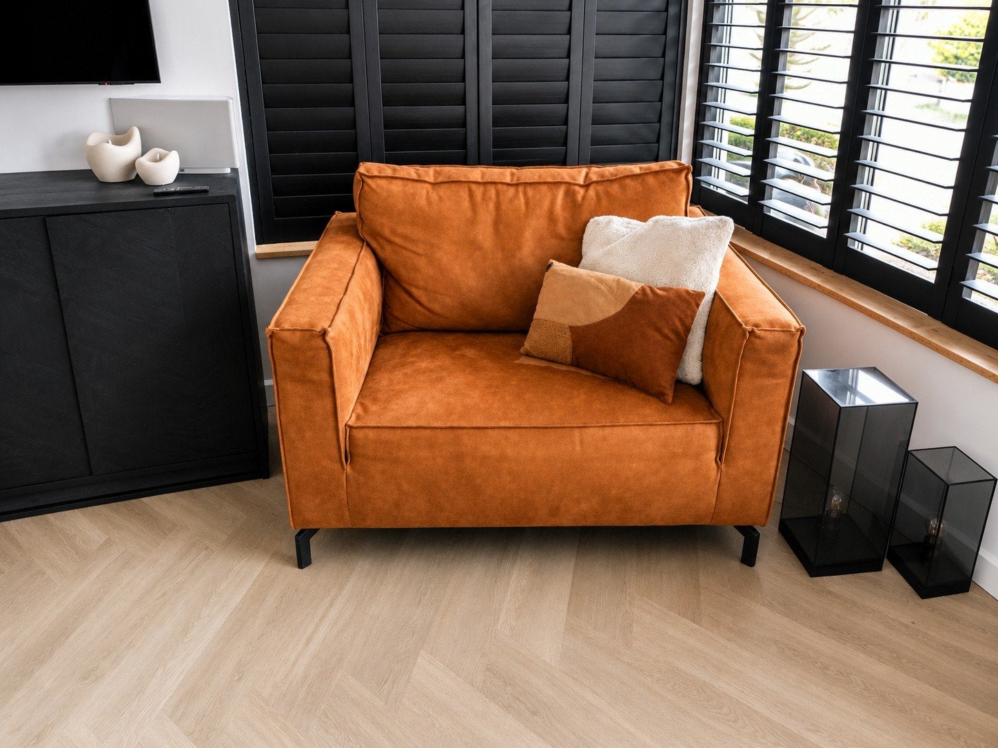 In.House Loveseat Cognac - 120x95x85 cm, Ophalen, Gebruikt, Tweepersoons, 75 tot 100 cm