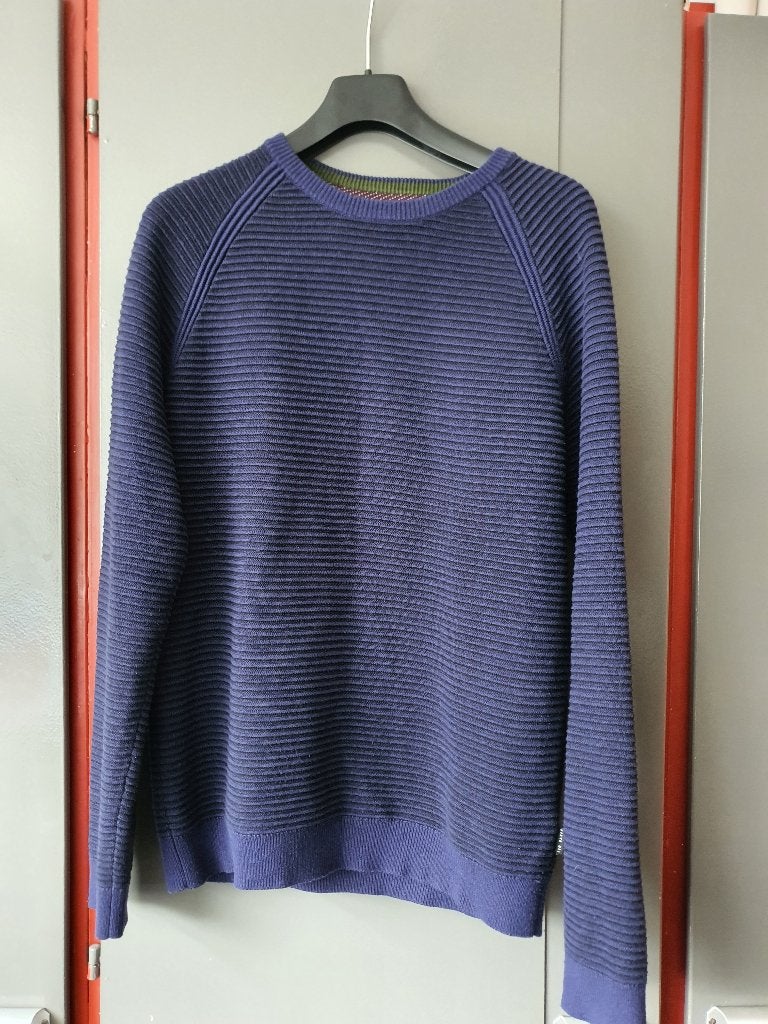 Ted Baker London marine knit trui L, Ophalen of Verzenden, Zo goed als nieuw, Blauw