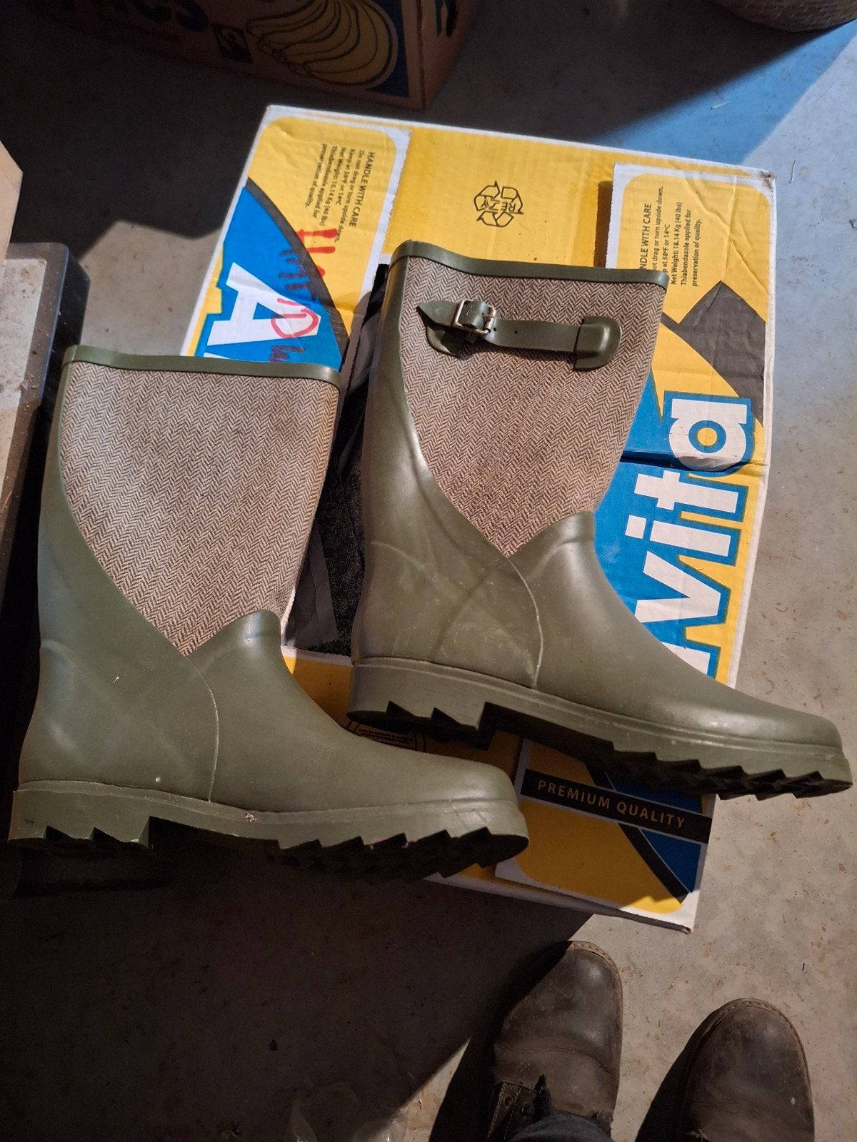 Groene regenlaarzen met tweed-look, maat 40, Ophalen of Verzenden, Nieuw, Groen, Regenlaarzen